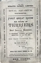 Póster anunciando el Show del Club de Terrier Aliado en el Royal Aquarium, Westminster en 1886